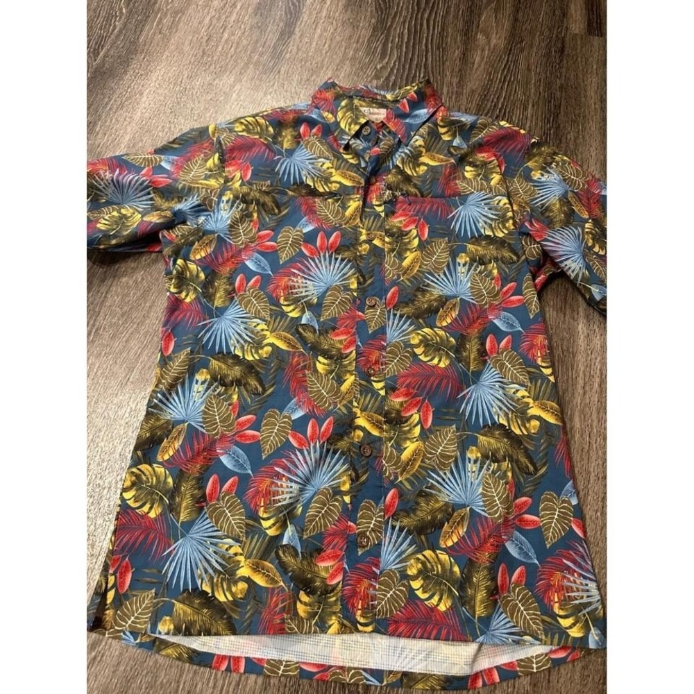 World Wide Sportsman Tropical Leaf Print Button Down Shirt - Mens Medium